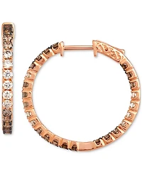 Le Vian Chocolate Ombre Diamond & Out Small Hoop Earrings (2 ct. t.w.) 14k Gold, 1"