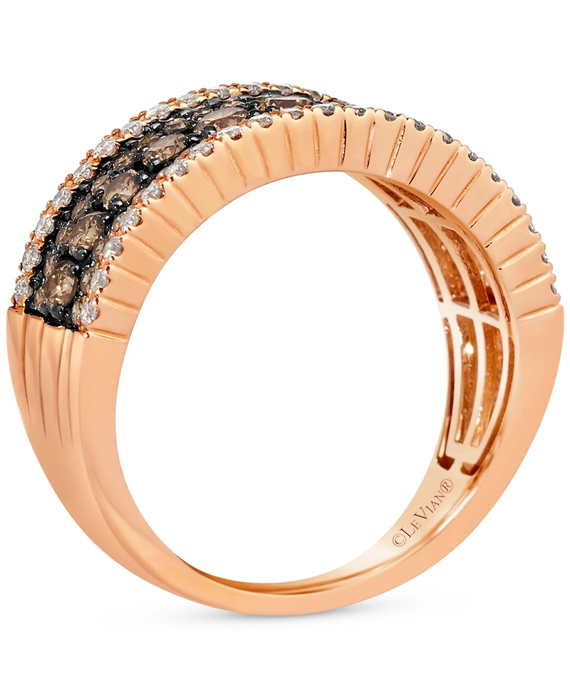 Le Vian Chocolate Diamond & Nude Diamond Multirow Statement Ring (1-1/5 ct. t.w.) in 14k Rose Gold