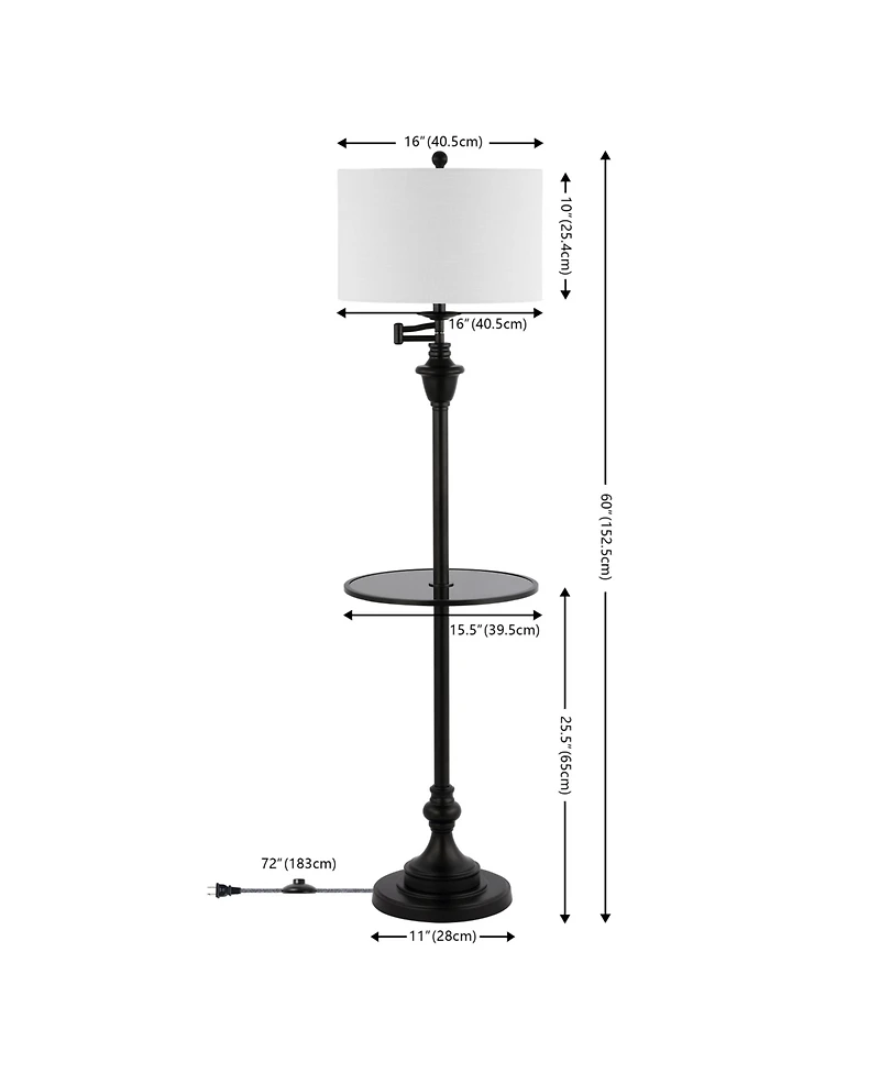 Jonathan Y Cora 60" Metal/Glass Led Side Table and Floor Lamp, Black