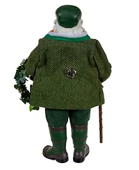 Kurt Adler 10.5-Inch Fabriche Musical Irish Santa with Wreath
