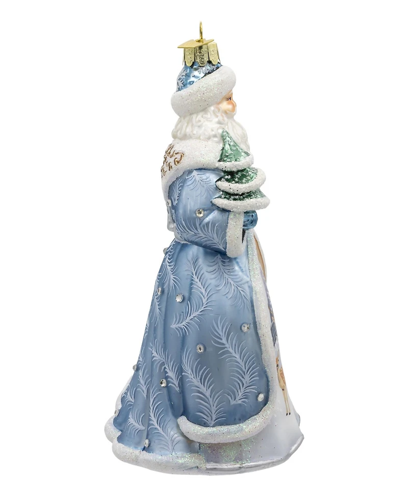 Kurt Adler Santa with Tree and Scene Ornament, 7 Inches