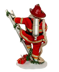Kurt Adler 11.5-Inch Fabriche Fireman Santa On Ladder