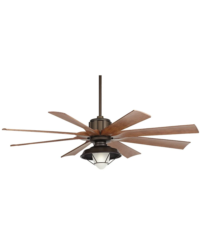 60" Possini Euro Design Defender Industrial Indoor Outdoor Ceiling Fan with Led Light Remote Oil Rubbed Bronze Koa Damp Rated for Patio Exterior