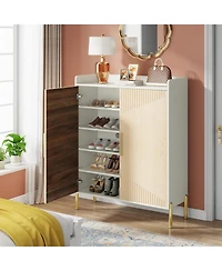 Tribesigns Large Shoe Cabinet with Doors, 6-Tier Entryway Storage Shelves, 30 Pairs Modern Shoes Rack Organizer for Hallway, Closet,