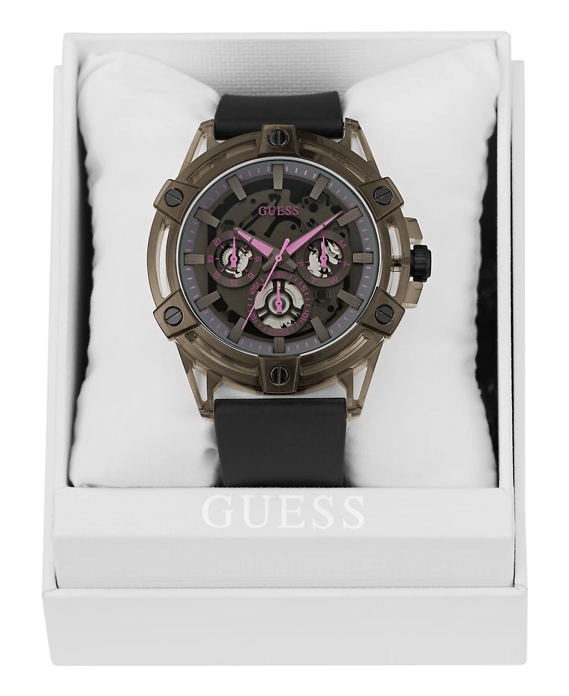 Guess Men's Multi-Function Black Silicone Watch 48mm