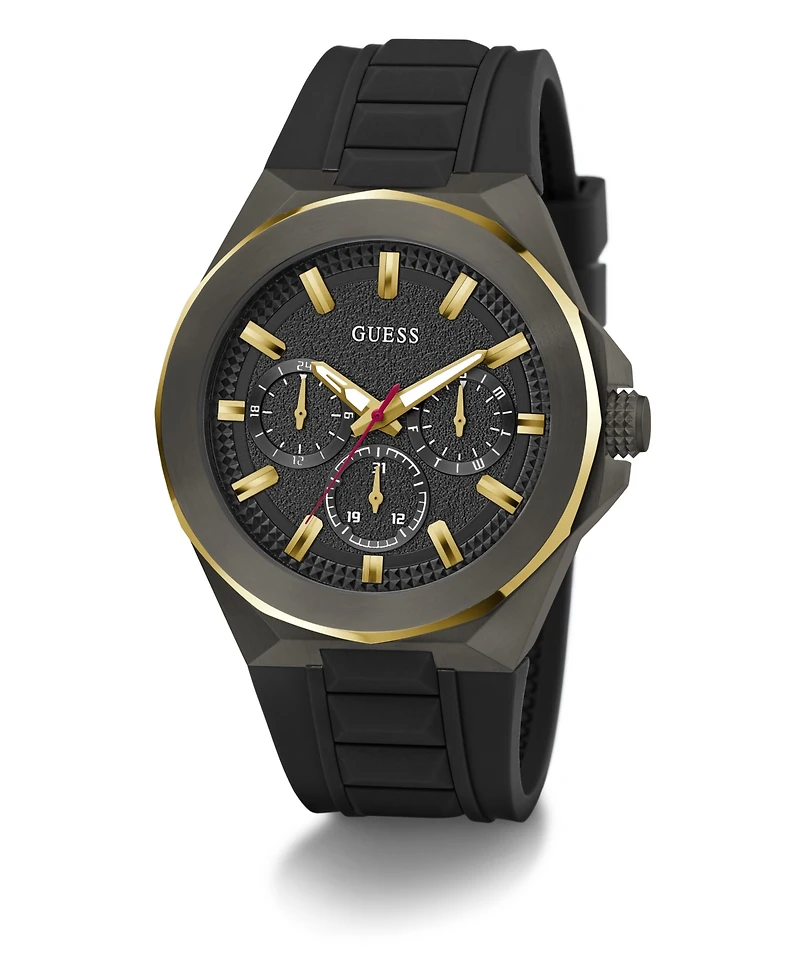 Guess Men's Multi-Function Black Silicone Watch 46mm