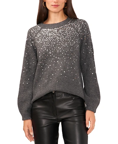 Vince Camuto Women's Cozy Crewneck Sequined Raglan-Sleeve Sweater