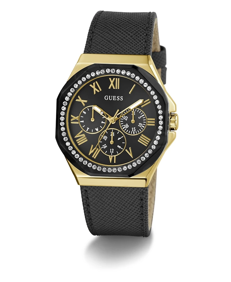 Guess Women's Multi-Function Black Leather Watch 36mm
