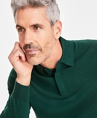 Club Room Men's Merino Wool Blend Polo Sweater, Created for Macy's