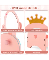 Kids Full Length Mirror Free-Standing 360° Dressing Wooden Princess