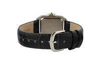 Peugeot Women's Watch 36mm Square Tank Shape Black Leather Strap Watch