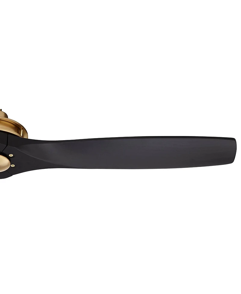 Casa Vieja 52" Windspun Indoor Ceiling Fan 3 Blade Remote Control Soft Brass Finish Motor Matte Black Finish Wood Blades Bedroom