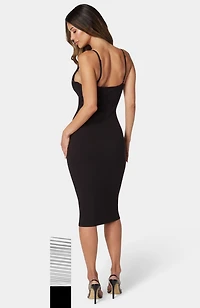 bebe Women's Square Neck Embellished Midi Dress