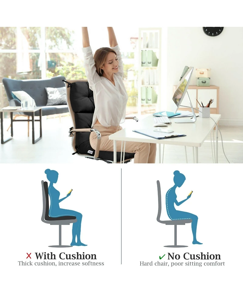 Tufted Patio High Back Chair Cushion with Non-Slip String Ties