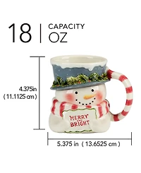 Certified International Snowman Greetings 3D Mugs, Set of 4