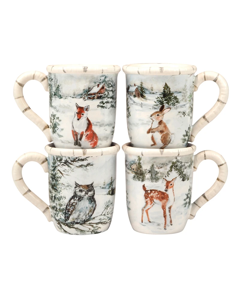 Certified International Winter's Frost Mugs, Set of 4