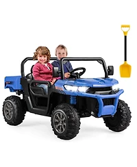 2-Seater Kids Ride On Dump Truck with Bed and Shovel