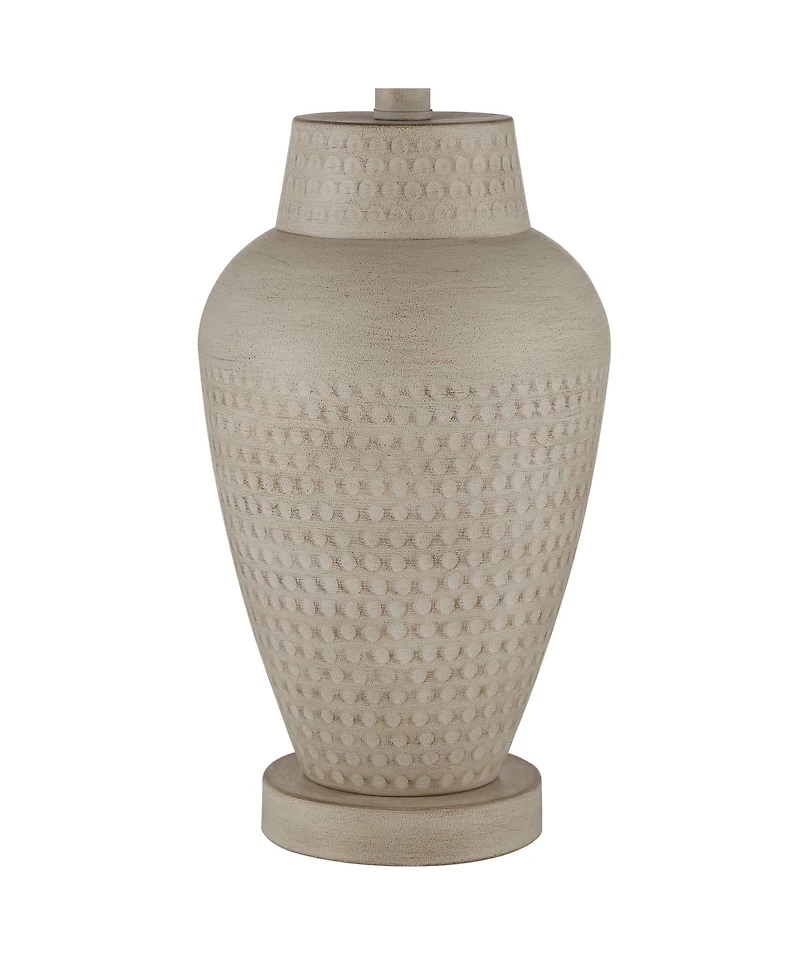 360 Lighting Rupert Rustic Farmhouse Table Lamp 24 3/4" High Beige Hammered Off White Linen Drum Shade for Bedroom Living Room Bedside Nightstand