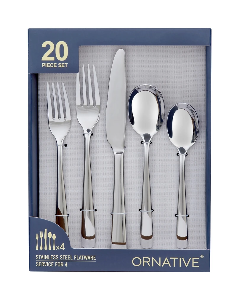 Ornative Aabbye Mirror 20 Piece Flatware Set, Service for 4