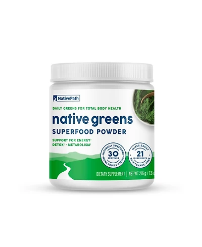 NativePath Native Greens Superfood Powder – Organic Greens, Spirulina, Beet Root Powder, Digestive Enzymes, Probiotics, Nightshade-Free, Natura