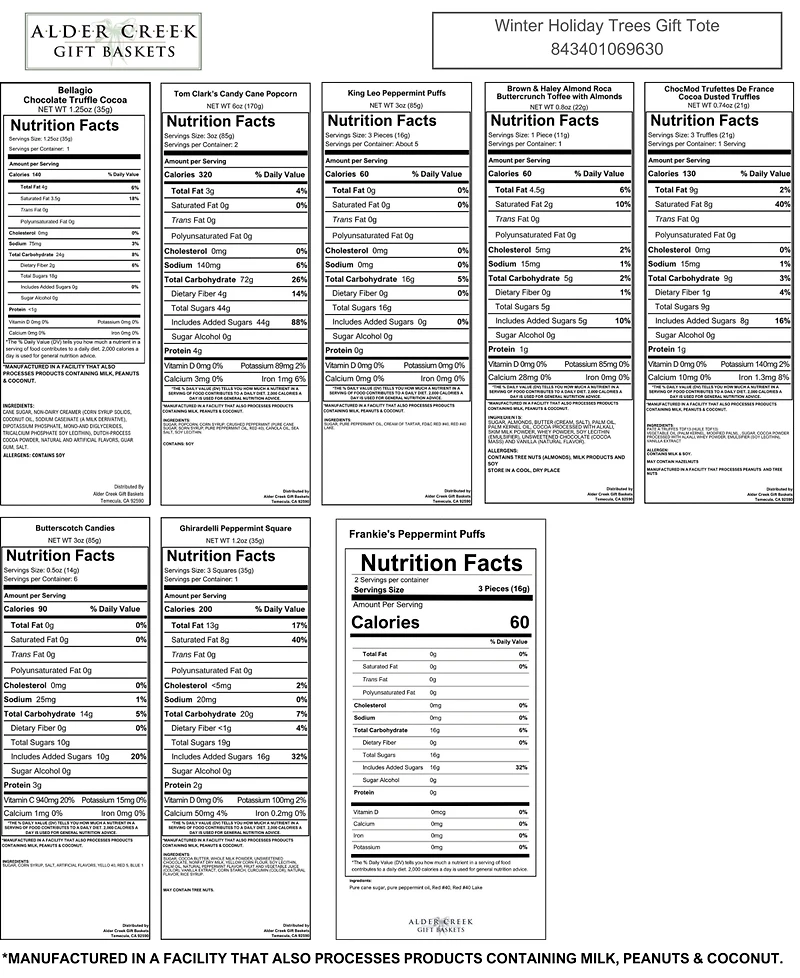 Alder Creek Gift Baskets Winter Holiday Trees Gift Tote, 11 Piece