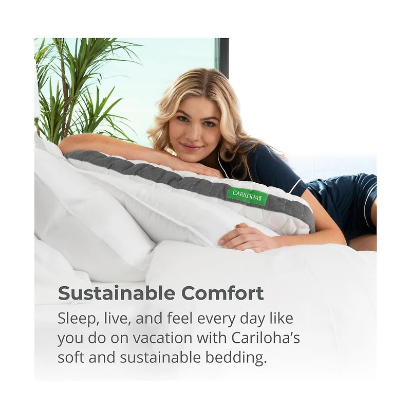 Cariloha Universal & Adjustable Flex Pillow | White | Standard | 32"x20" | Viscose Material | Naturally breathable, Hypoallergenic, & Moisture wicking