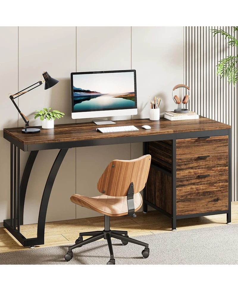Tribesigns Computer Desk with Reversible Drawers, 59-Inch Pc Desk for Home Office