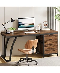 Tribesigns Computer Desk with Reversible Drawers, 59-Inch Pc Desk for Home Office