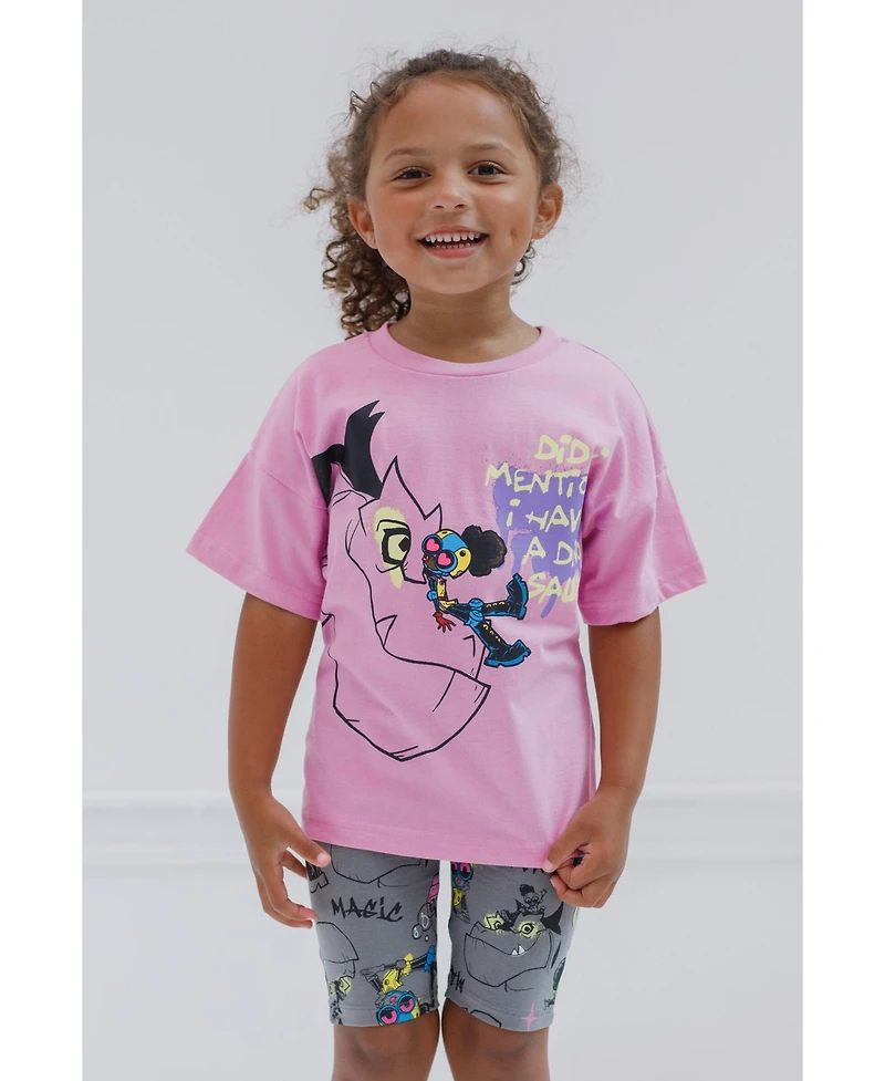 Moon Girl and Devil Dinosaur Little Girls Oversized Drop Shoulder T-Shirt Shorts Outfit Set