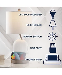 Jonathan Y Ellie 20.25" Bohemian Designer Iron/Resin Elephant Led Kids' Table Lamp with Phone Stand and Usb Charging Port, Pink