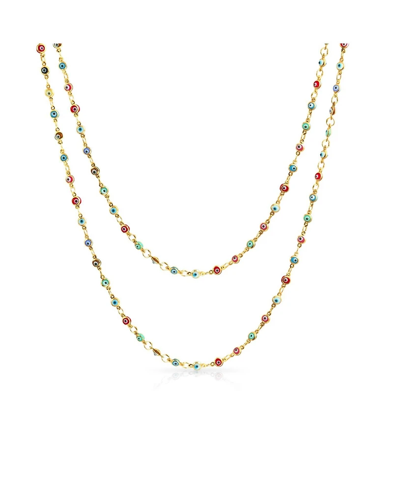 Bling Jewelry Delicate Multi-Color Strand Necklace Evil Eye 14K Gold Plated Sterling Silver
