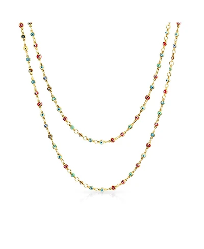 Bling Jewelry Delicate Multi-Color Strand Necklace Evil Eye 14K Gold Plated Sterling Silver