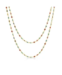 Bling Jewelry Delicate Multi-Color Strand Necklace Evil Eye 14K Gold Plated Sterling Silver