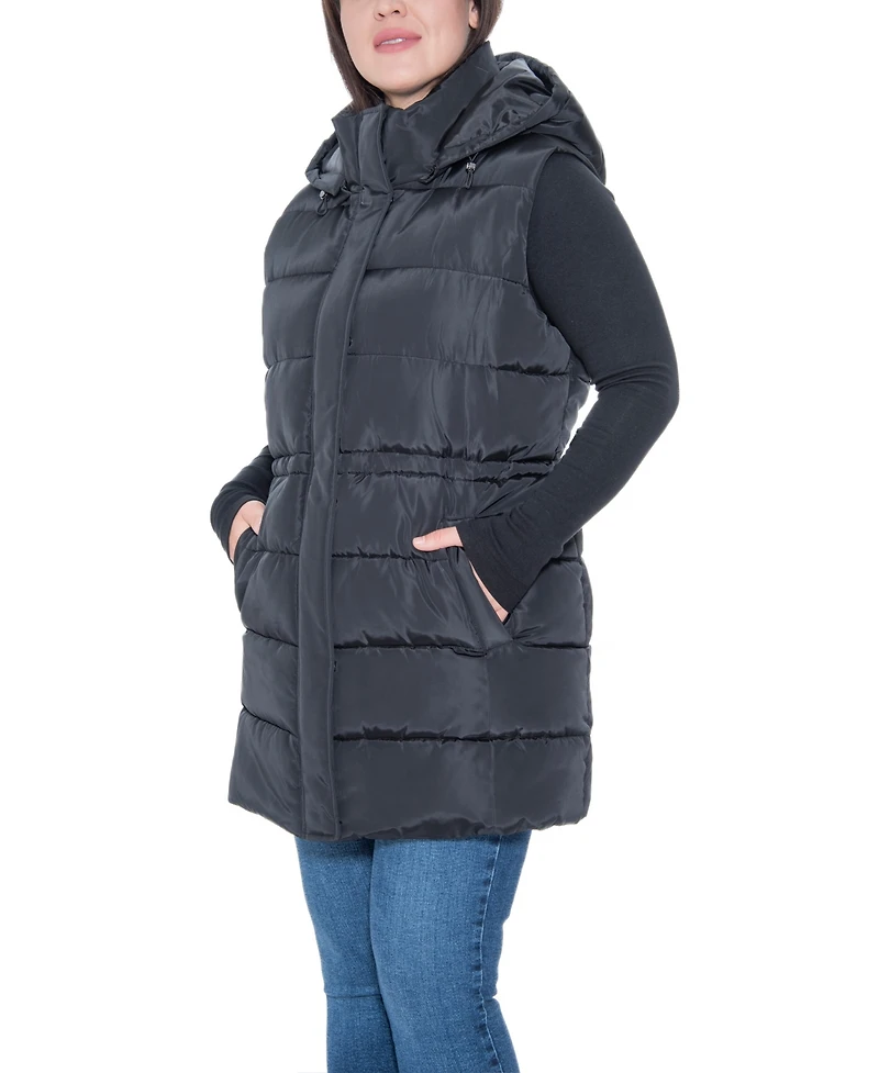 Sebby Collection Plus Puffer Vest With Drawstring Waist