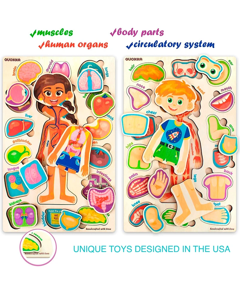 Quokka Wooden Montessori Puzzles for Kids Ages 4-6 – Human Anatomy
