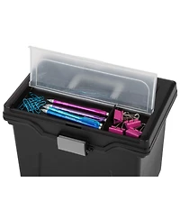 Iris Letter Size Portable File Box with Organizer Lid, Black