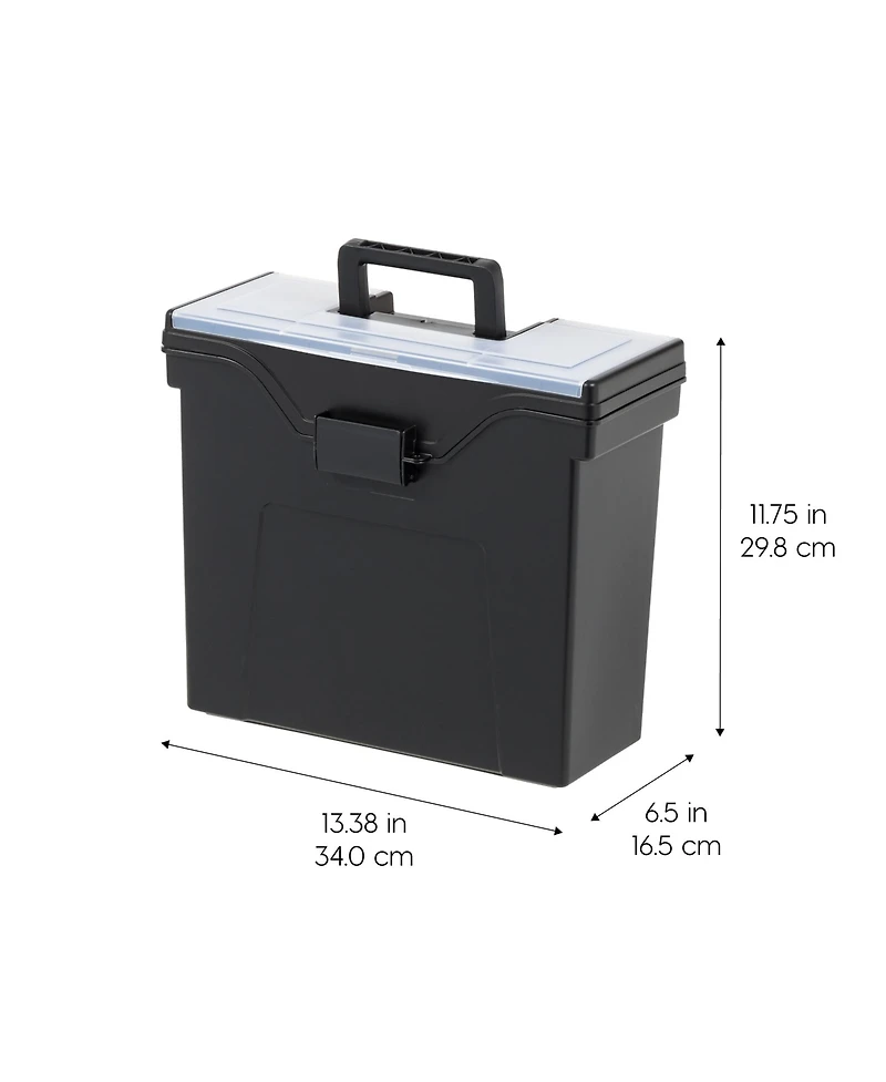 Iris Usa File Box Slim Portable File Organizer Plastic File Box for Letter File w/ Organizer-Lid, Bpa-Free Plastic Storage Organizer with Secure Buckl