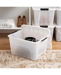 Iris 6 Pack 40qt Plastic Storage Bin with Lid and Secure Latching Buckles, Pearl