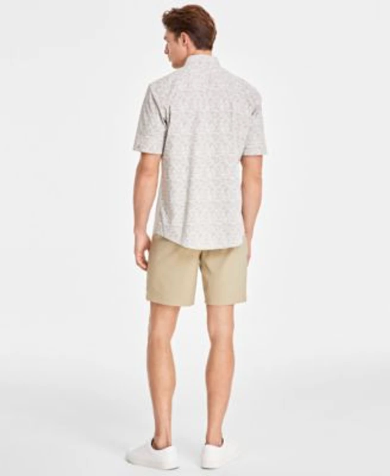 Alfani Mens Tech Shorts Distressed Geometric Print Short Sleeve Button Down Shirt Created For Macys