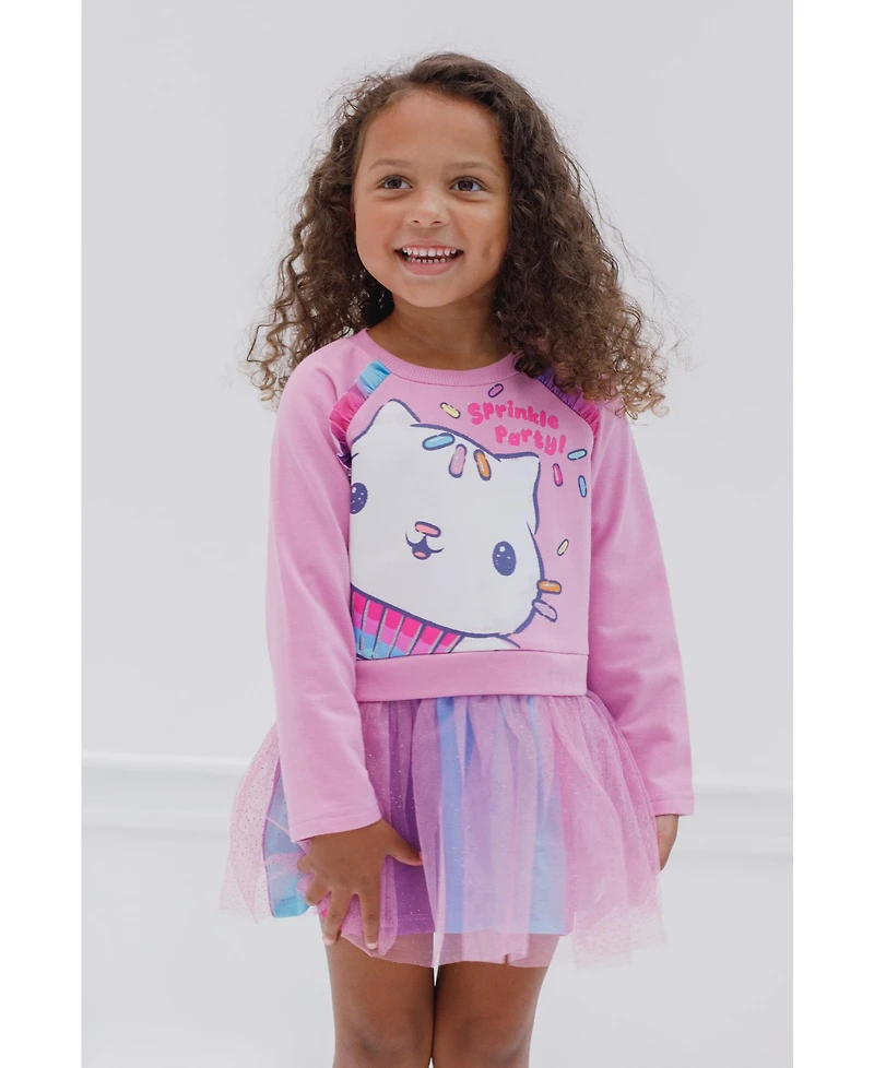 Gabby's Dollhouse Little Girls Dreamworks Pandy Paws Cakey Cat French Terry Dress