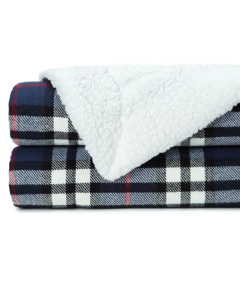 Chanasya Premium Red Cream Sherpa Plaid Throw Blanket - Soft Cozy Plush Fluffy Fleece Flannel Throws Blankets for Sofa Couch Living & Bed Room