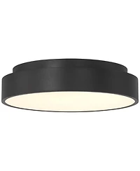 Possini Euro Design Brock Modern Ceiling Light Flush-Mount Fixture 15" Sand Black Dimmable Led for Bedroom Kitchen Living Room