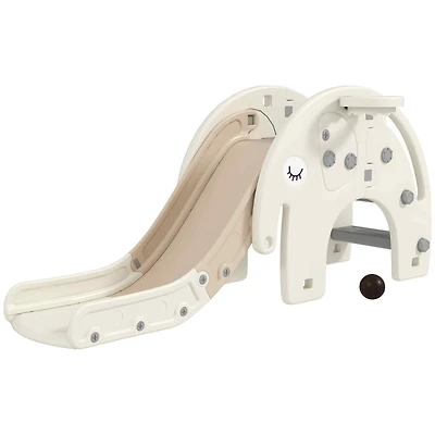 Qaba 3 in 1 Toddler Slide for Years 1-3 w/ Basketball Hoop, Elephant-Themed