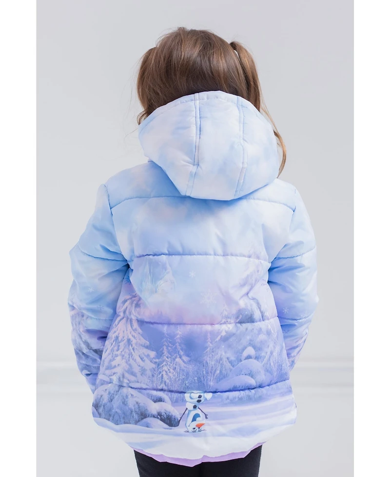 Disney Toddler Girls Frozen Zip Up Puffer Jacket to (2T