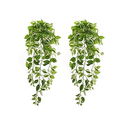 Slickblue Wandering Jew Hanging Plant Realistic Faux Trailing Greenery for Home Decor (Set of 2)