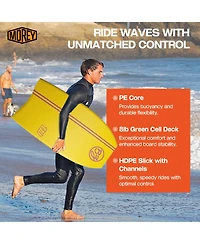 Bz T-10 42" Bodyboard, Clipped Crescent Tail Body Board with Hdpe Slick Pe Core, 8lb Green Cell Deck for Beach Surfing