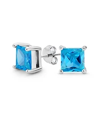 Bling Jewelry 2CT Square Cubic Zirconia Cz Stud Earrings Sterling Silver 7MM