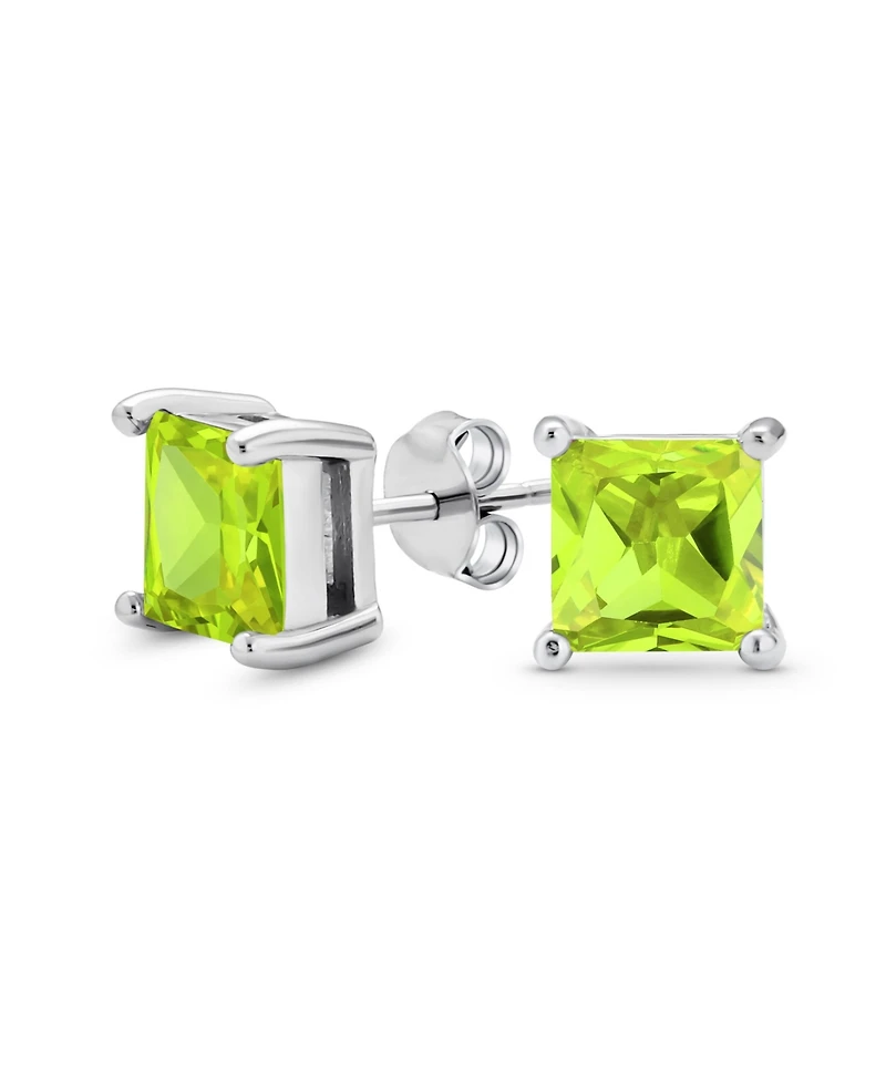 Bling Jewelry 2CT Square Cubic Zirconia Cz Stud Earrings Sterling Silver 7MM