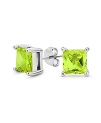 Bling Jewelry 2CT Square Cubic Zirconia Cz Stud Earrings Sterling Silver 7MM