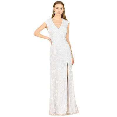 Lara Women's Beaded Cap Sleeve Wedding Dress